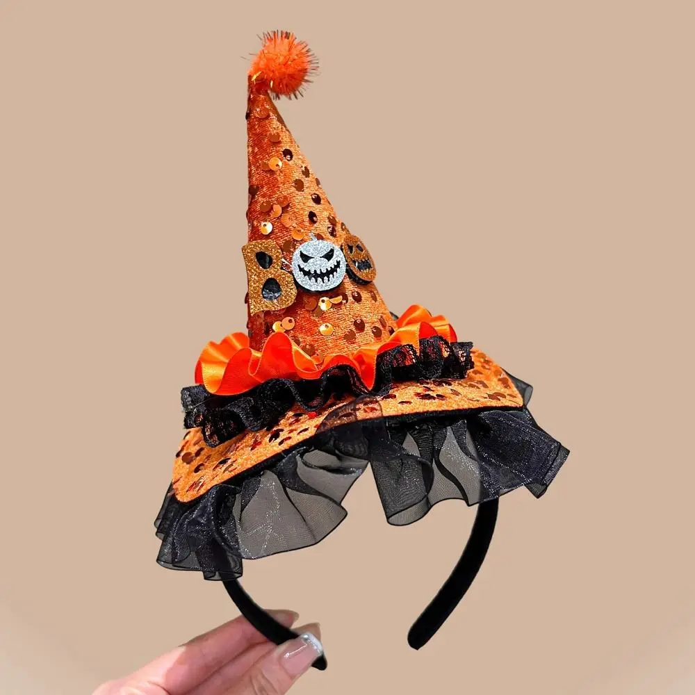 Novelty Spider Halloween Witch Hat Headband Pumpkin Ghost Halloween Party Hair Band Bow Party Decor Hat Cone Hat Hair Hoop Men