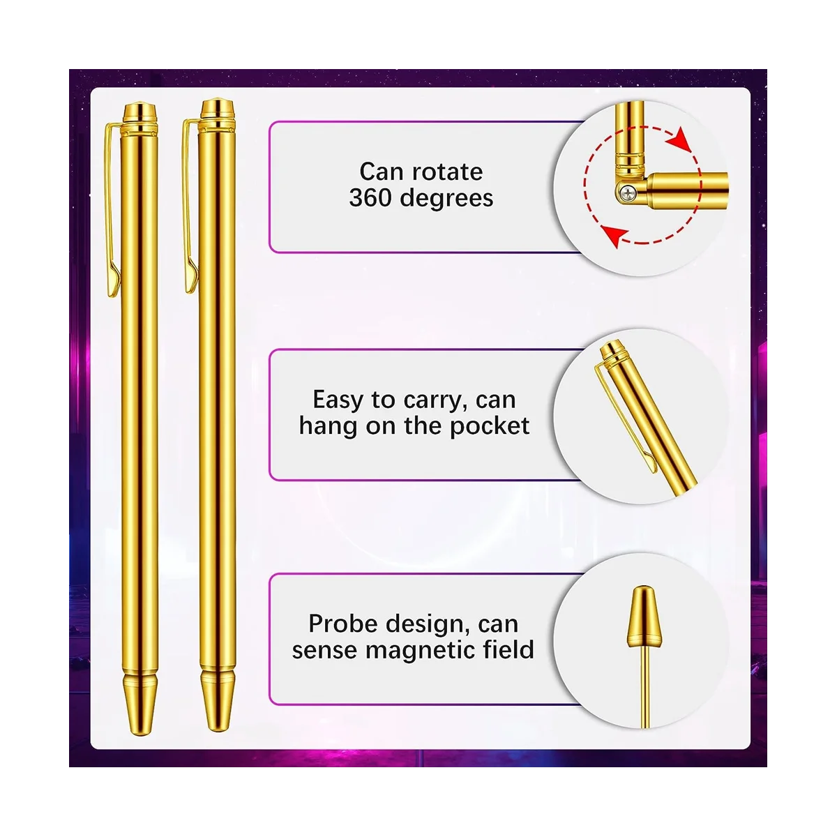قضبان Divining قابلة للسحب مع مقبض من النحاس ، البندول داوسينغ ، قابل للسحب ، مقبض من النحاس ، 3 قطعة