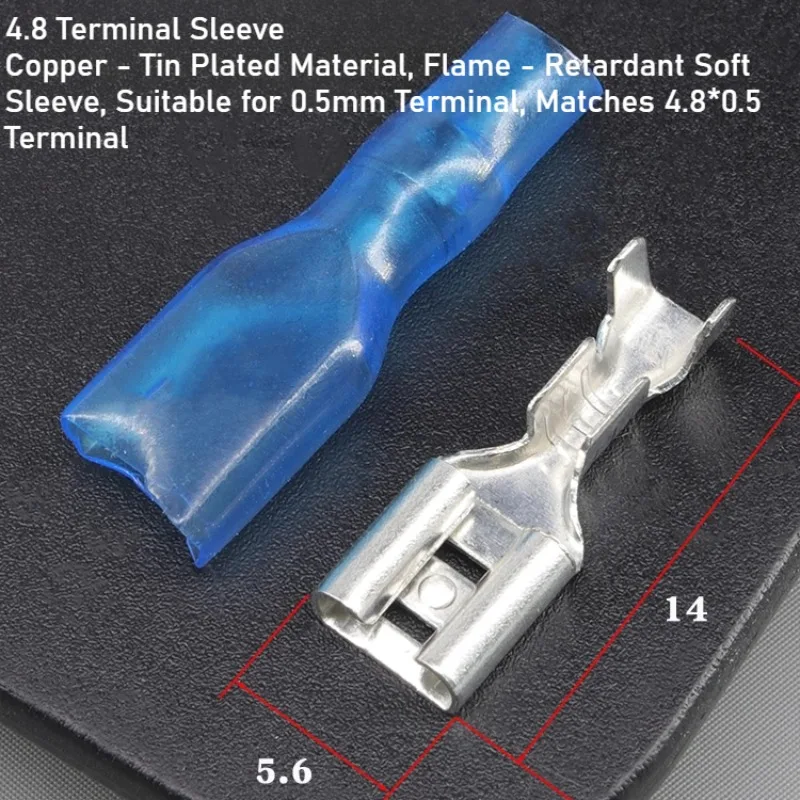 50PCS 5.2 커넥터, 플러그 스프링 냉간 압착 터미널 구리 와이어 이어 5.2 플러그 커넥터 터미널 와이어 커넥터