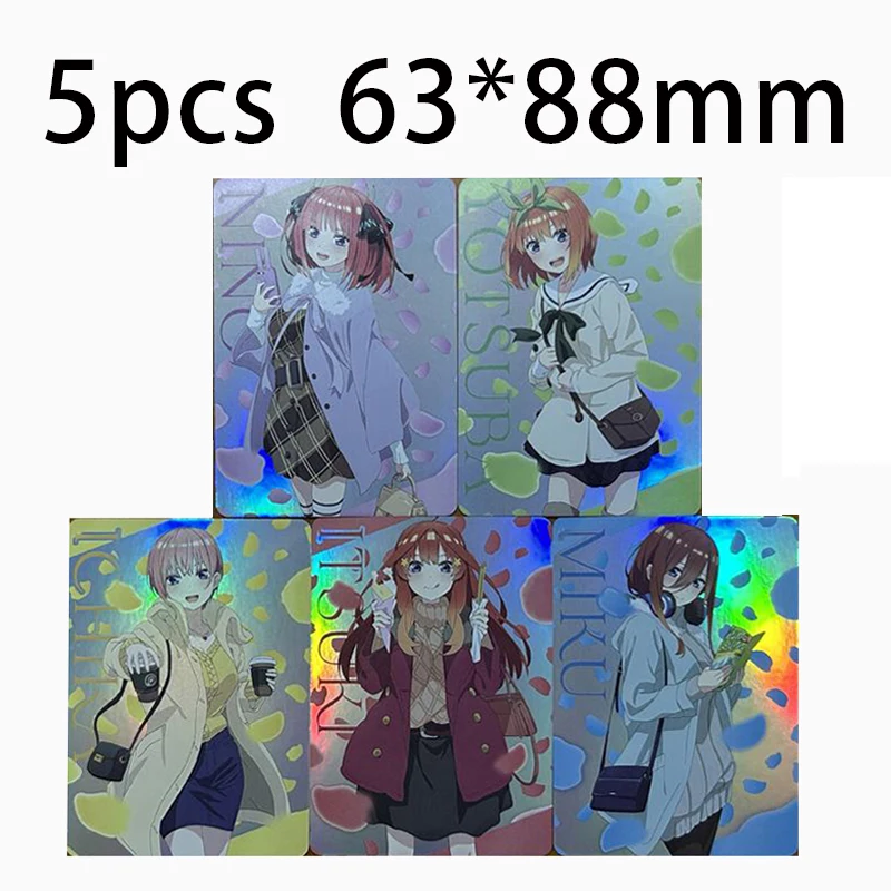 5pcs/set The Quintessential Quintuplet Nakano Ichika DIY self-made Color Flash Card Anime Game Collection Card Gift 63*88mm