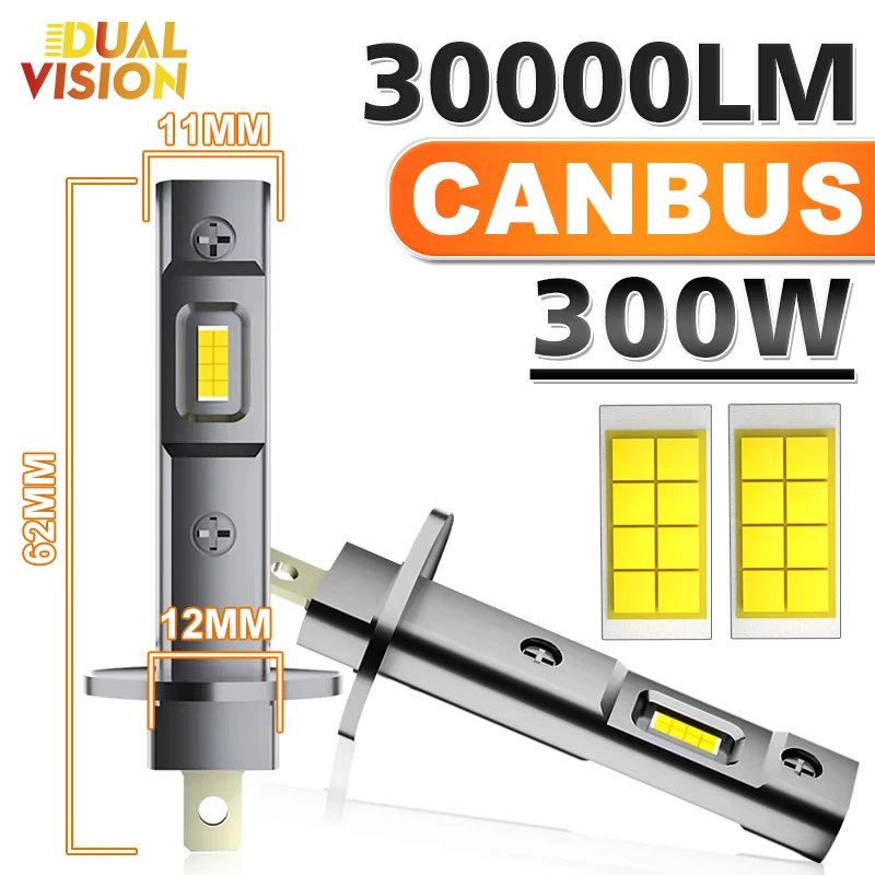 

H1 Car Headlights Bulbs LED Canbus 30000LM 300W 16pcs CSP H1 LED Head Lamps High Low Beam Turbo Fan Fog Lamp 6000K
