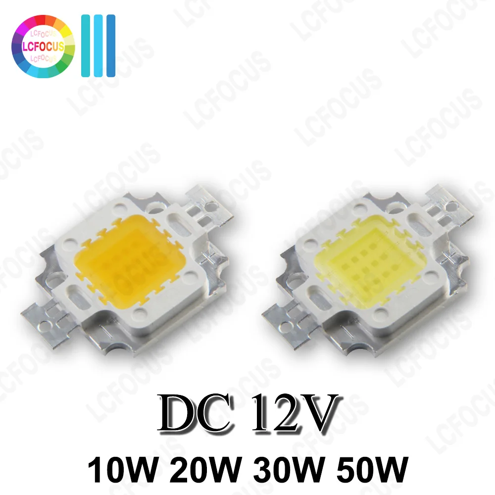 Bombilla LED DC 12V 10W 20W 30W 50W luz cálida luz blanca 3000K 6000K COB LED chip diodo emisor de luz sin controlador para focos reflectores