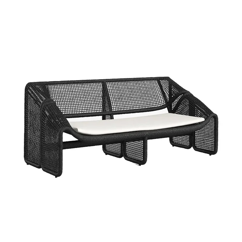 

Outdoor double sofa rattan outdoor leisure courtyard waterproof balcony recliner model room living room small rattan