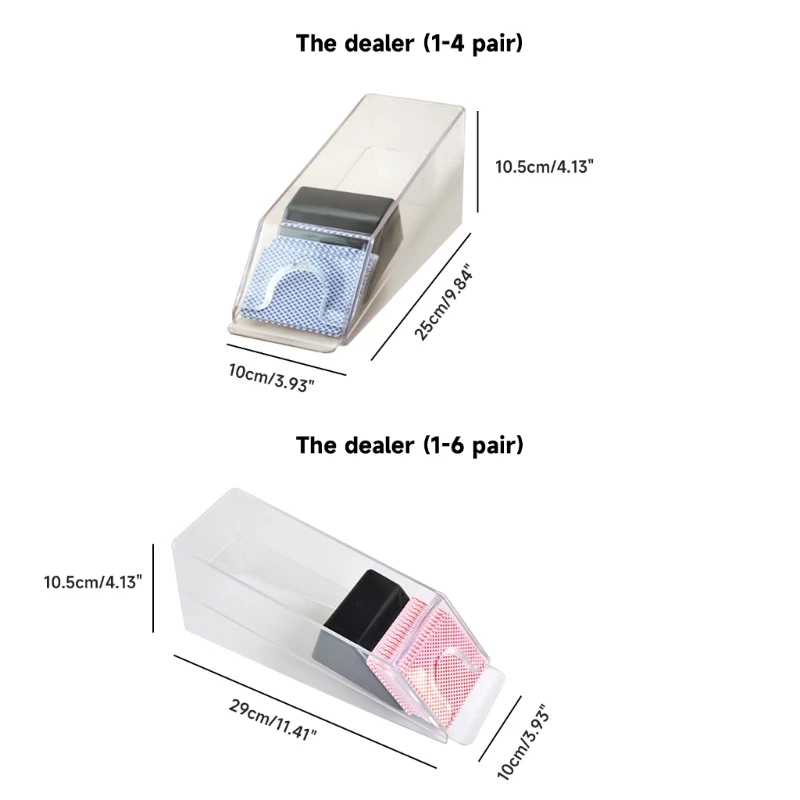 4/6-Deck Pokers Dealer Acrylic Blackjacks Dealing Shoe Playing Card Shuffler for Gambling Games & Family Game Durable