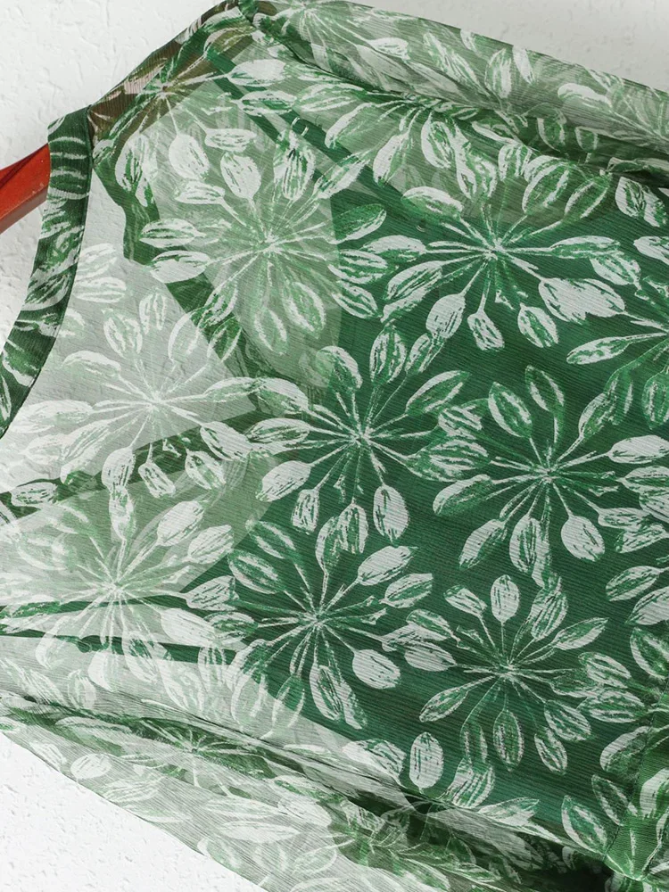 Floral Silk Dress Vintage Dress V-neck Sexy Summer Dress Women Clothing Green Elegant Suspender Dresses Vestidos De Mujer Zm635