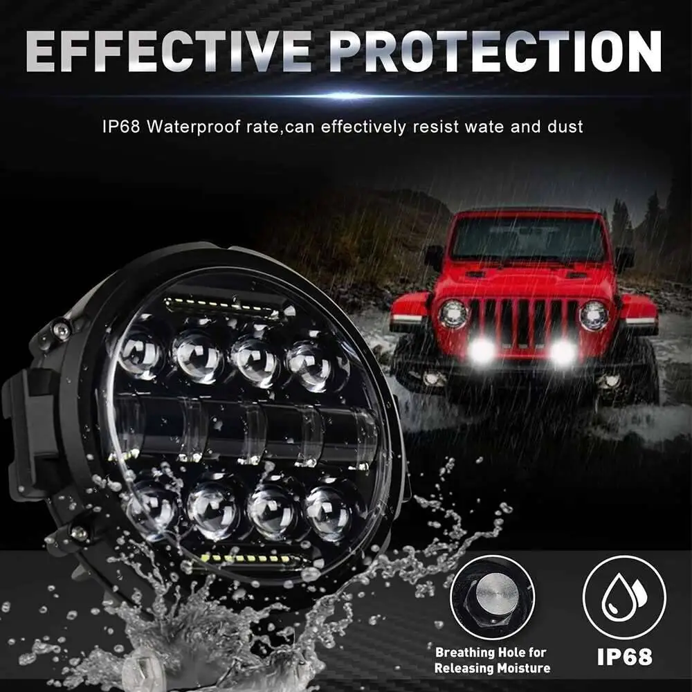 7-Zoll-LED-Arbeitsscheinwerfer, universeller Fahrlichtstrahler, Nebelscheinwerfer für Jeep, 4x4, SUV, UTV, ATV, Offroad, Boot, Traktor, LKW, Fahrzeug – Detail 6
