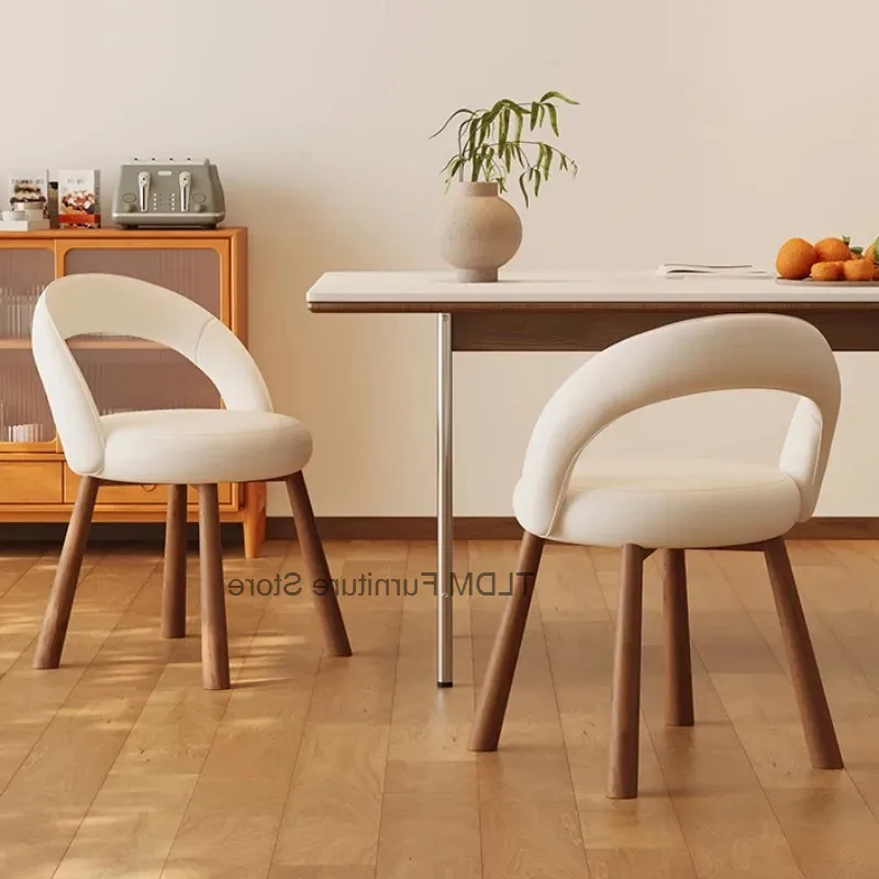 Open Hollow Back Dining Chair Soft Upholstered Cushion，MinimalistCurved Armrest Side Seat for Kitchen Living Room Modern