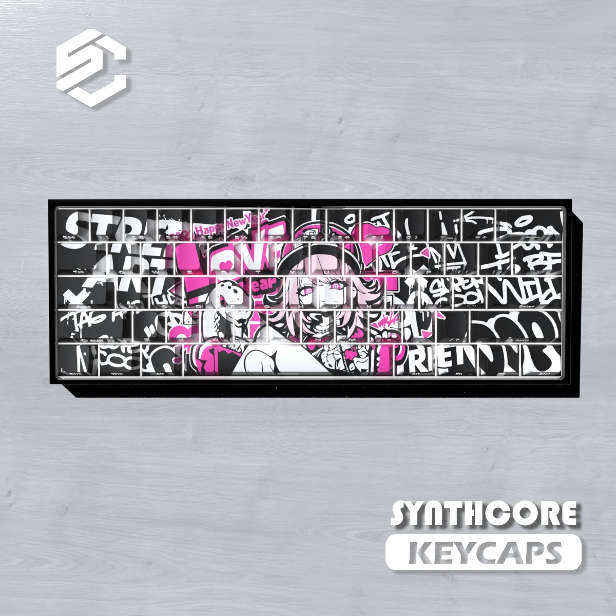 

74/126 Keys Graffiti Girls Keycaps Animation High-value Transparent Chreey Heights PBT for Wooting 60 65 68 Mechanical Keyboard