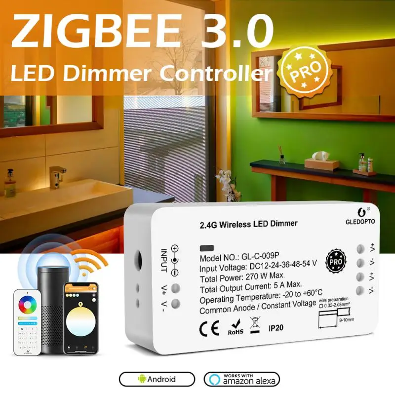 Controlador de tira Led de integración de hogar inteligente sin costuras, fácil Control con voz o aplicación Gledopto, mejora el ambiente con Rgb + cct