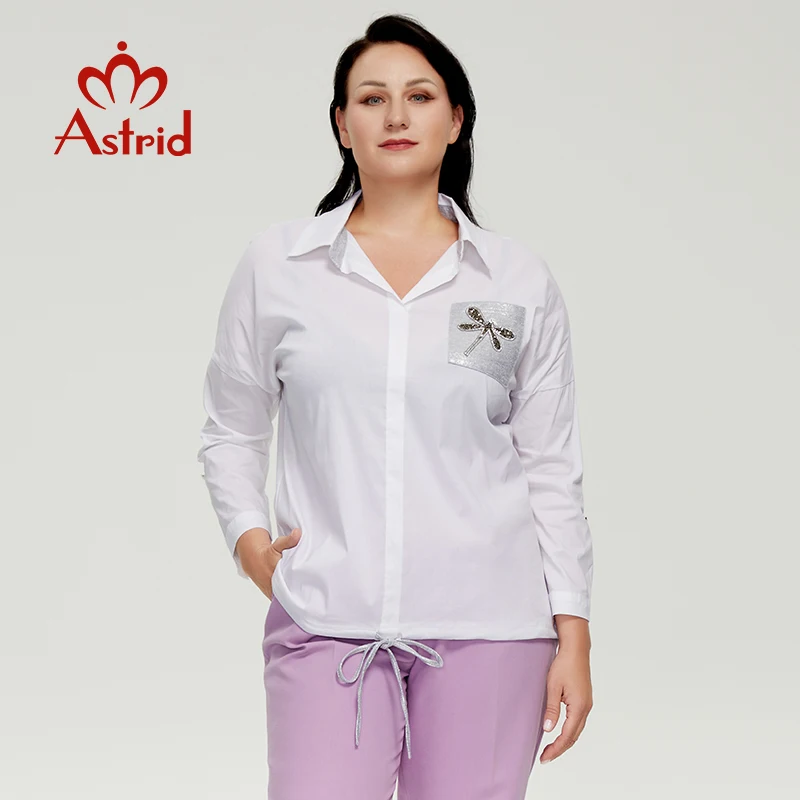 Camicetta da donna Astrid camicette 2022 abbigliamento da ufficio elegante camicia da donna con stampa libellula in cotone bianco moda donna top