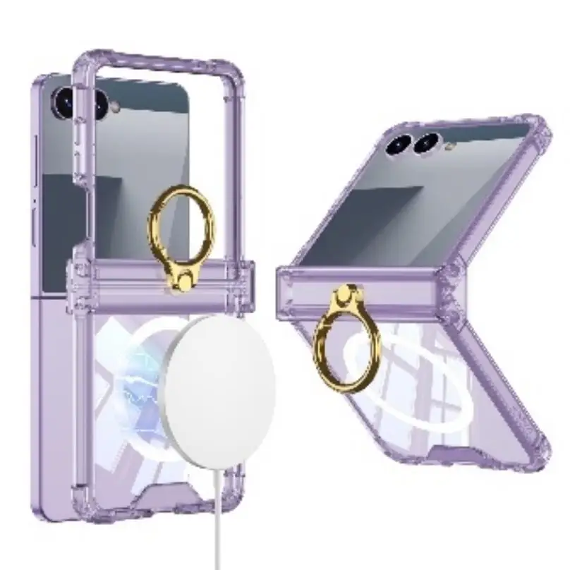 Anti Collision Airbag Ring Holder Magnetic Phone Case Suitable For Samsung Galaxy Z Flip 7 6 5 5G Anti Fall Protection Cover