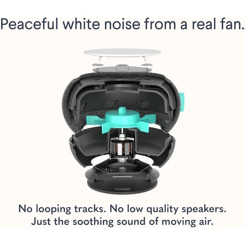 Smart White Noise Machine - Real Fan Inside for Non-Looping White Noise Sounds - App-Based Remote Control, Sleep Timer, and