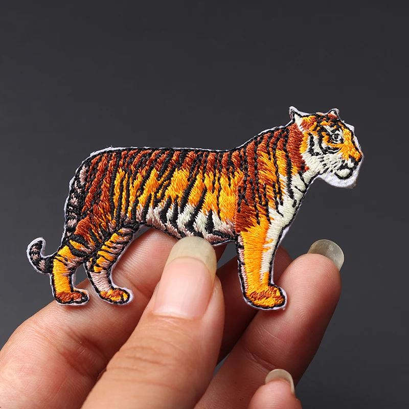 Cartoon little tiger size: 6.7x4.2cm Patches Embroidery Applique Clothes Sewing Supplies Decorative Child Cute Iron on Badges