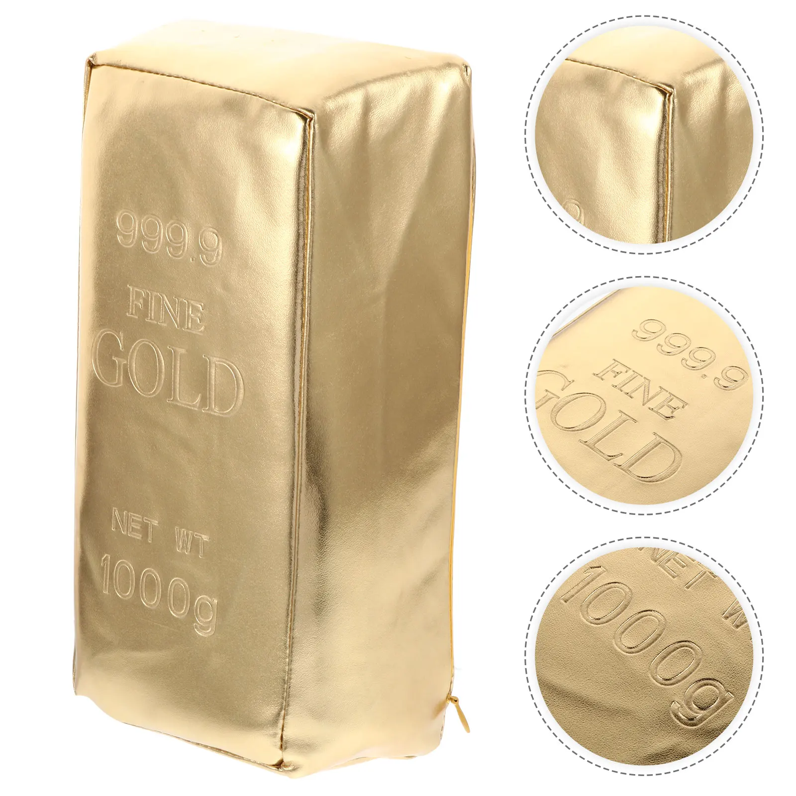 

1Pcs Realistic Gold Brick Pillow Funny PU Cover Portable Throw Pillow for Office Car Sofa Bed Chair Decor