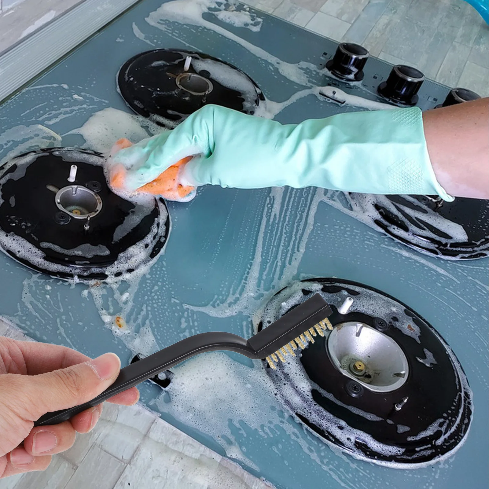 

3Pcs Heavy Duty Metal Cleaning Brush Mini Wire Brush Set for Kitchen Grease Grime Removal Ergonomic Grip Compact Storage