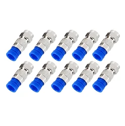 10pcs F Type RG6 Compression Connectors Adapter Coaxial Cable F Compression Connectors for Satellite & Cable TV