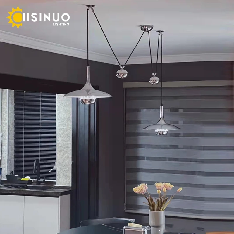 Imagem -03 - Altura Ajustável Led Pendant Light Ufo Minimalista Iluminação Pendente de Elevação para Sala de Jantar em Casa