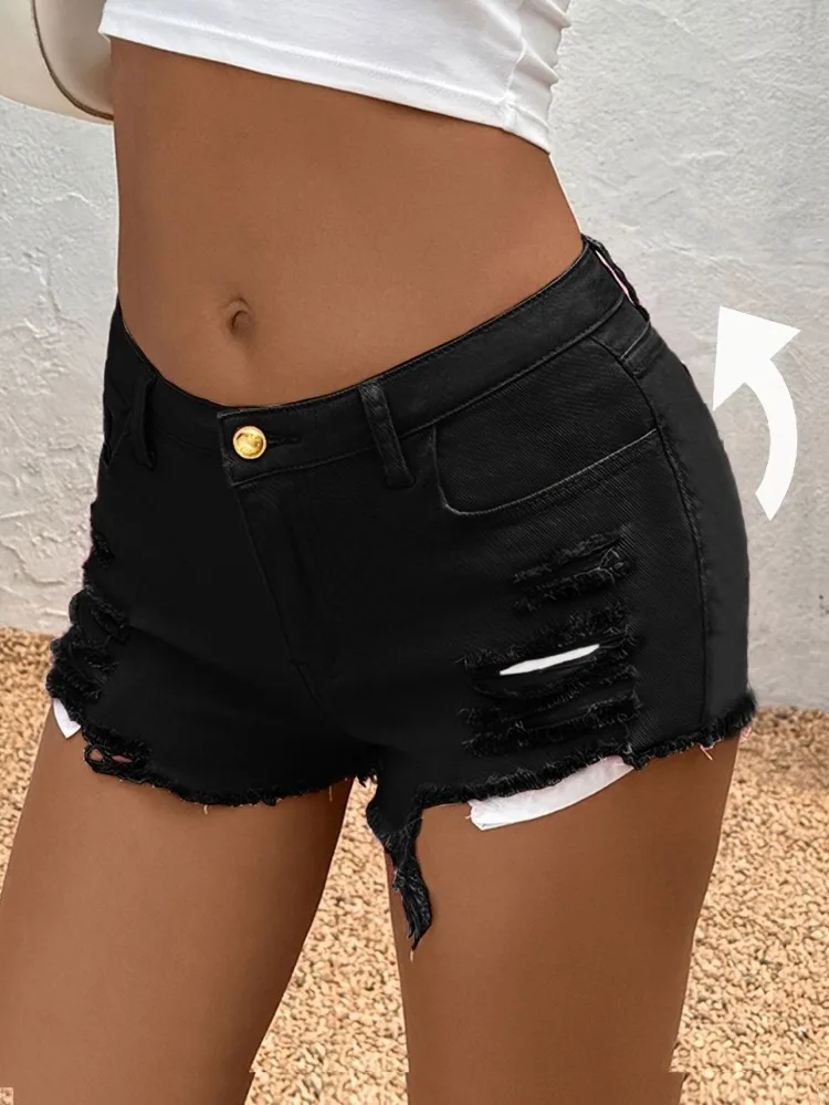 Pantaloncini di jeans colorati elastici da donna Pantaloni corti estivi in tinta unita Moda femminile Casual Mini pantaloni caldi strappati sexy