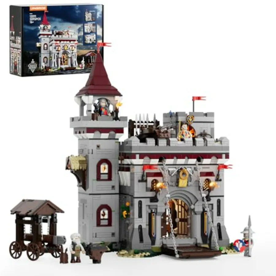 Medieval Castle Armory Lighting Building Bricks Set - Middle Ages City Town Modular Collection Display Kit with Minifigures 289