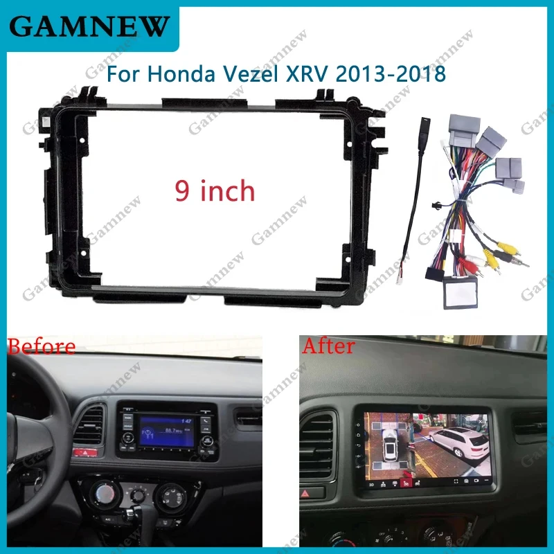 

9 Inch Car Frame Fascia Adapter Canbus Box Decoder For Honda Vezel XRV HRV HR-V 2013-2018 Android Radio Dash Fitting Panel Kit