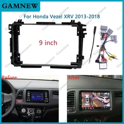 Adaptador de Fascia para marco de coche, decodificador de caja Canbus de 9 pulgadas para Honda Vezel XRV HRV HR-V 2013-2018, Kit de Panel de ajuste de Radio Android