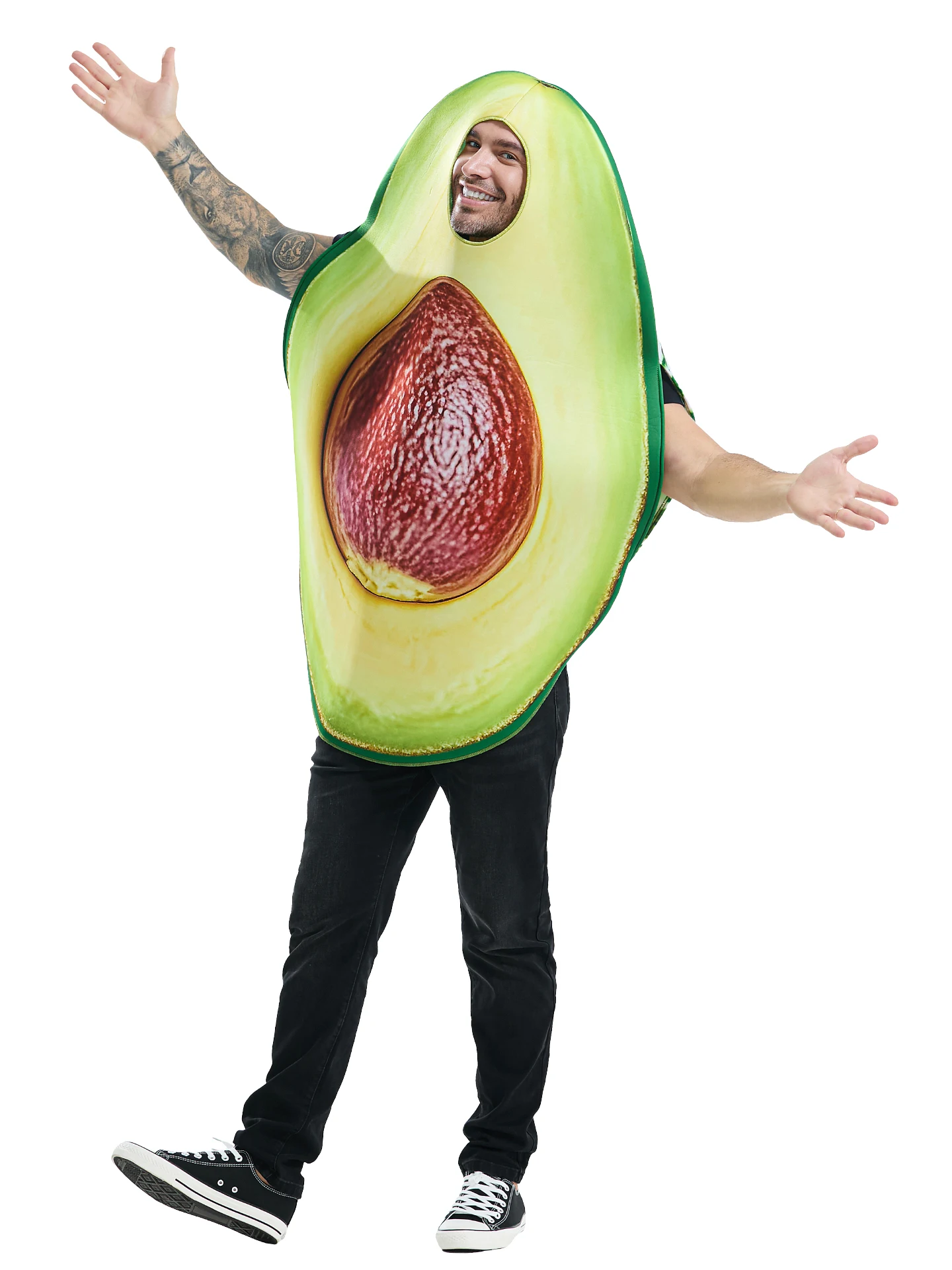 Halloween Fruit Thema Alles-in-één Avocado Prestatiekostuum Stage Performance Pak Polyestervezel 00% Traditioneel Dames...