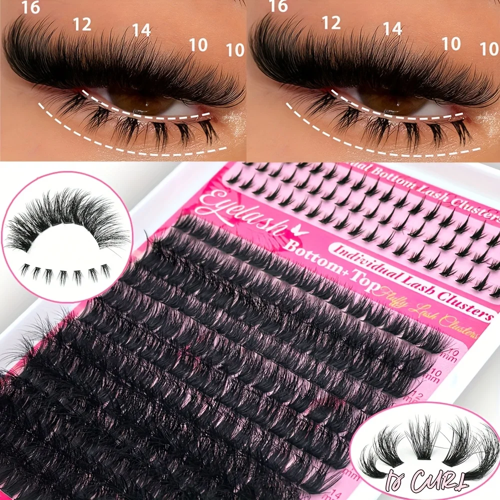 DIY-Falsche Wimpernverlängerungsset, individuelle Wimpernbüschel, untere und obere Wimpern, extra dicke und flauschige Wimpern für Anfänger zum Selbermachen – Detail 1