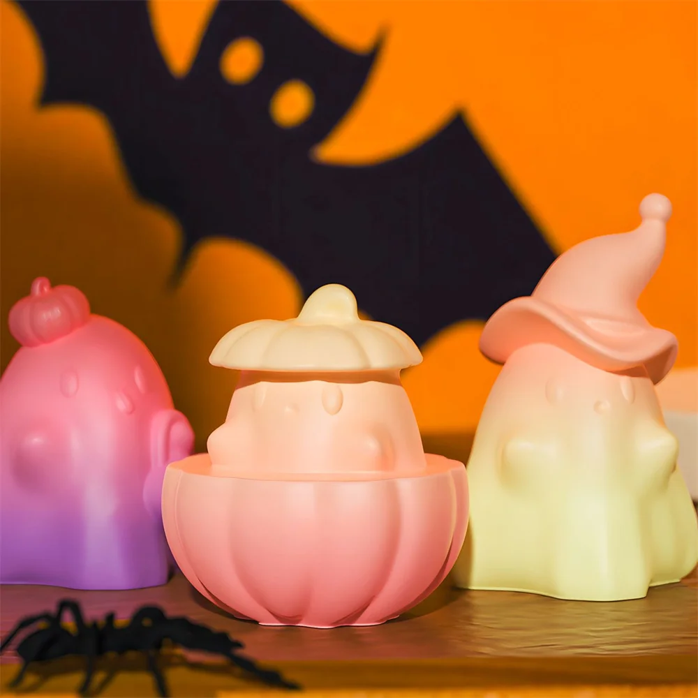 Halloween Pumpkin Ghost Candle Silicone Mold DIY Aromatherapy Plaster Soap Mould Glue Drop Mold Ornament Party Cake Topper Decor