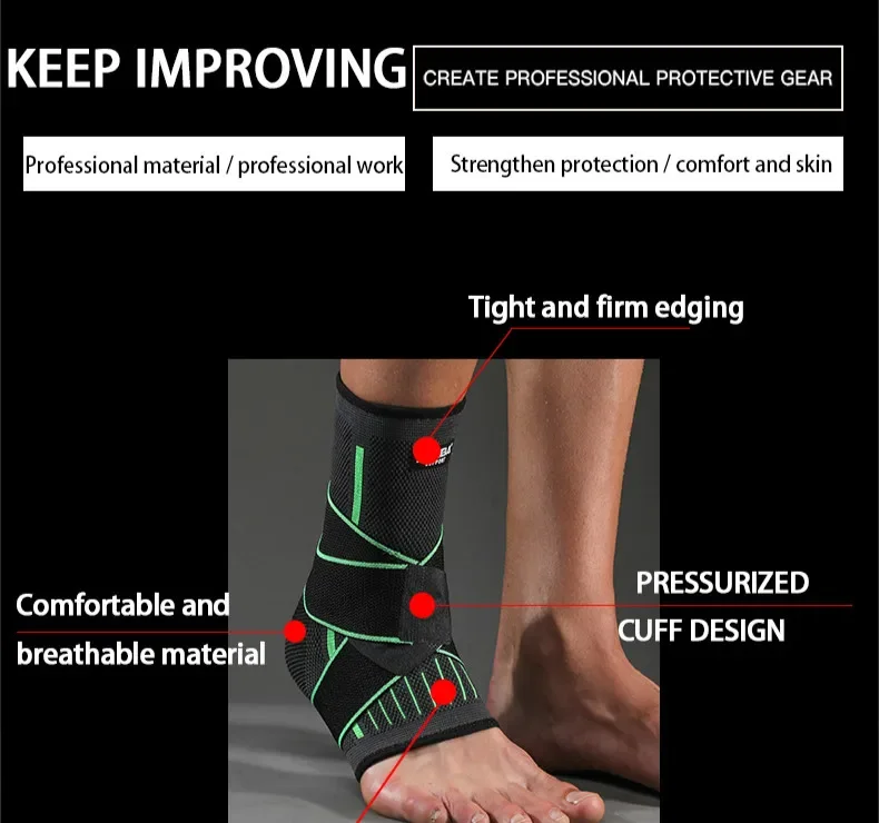 Adjustable Ankle Support Compression Ankle Brace Protector for Running Soccer Basketball Nylon Knitted Bandage Ankle Strap
