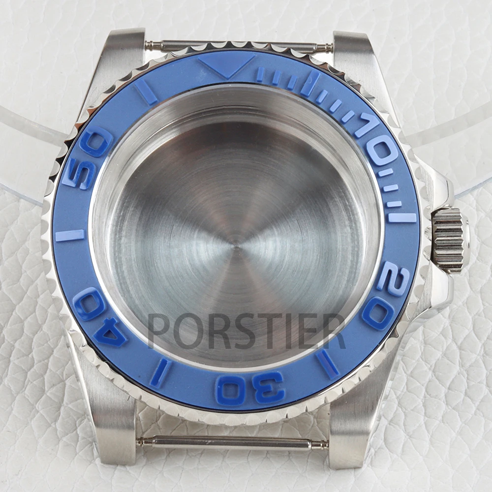 Silver 40mm NH35 Watch Case 316L Stainless Steel Sapphire Glass Waterproof for GMT Yacht-Master NH34 NH35 NH36 NH38 Movement