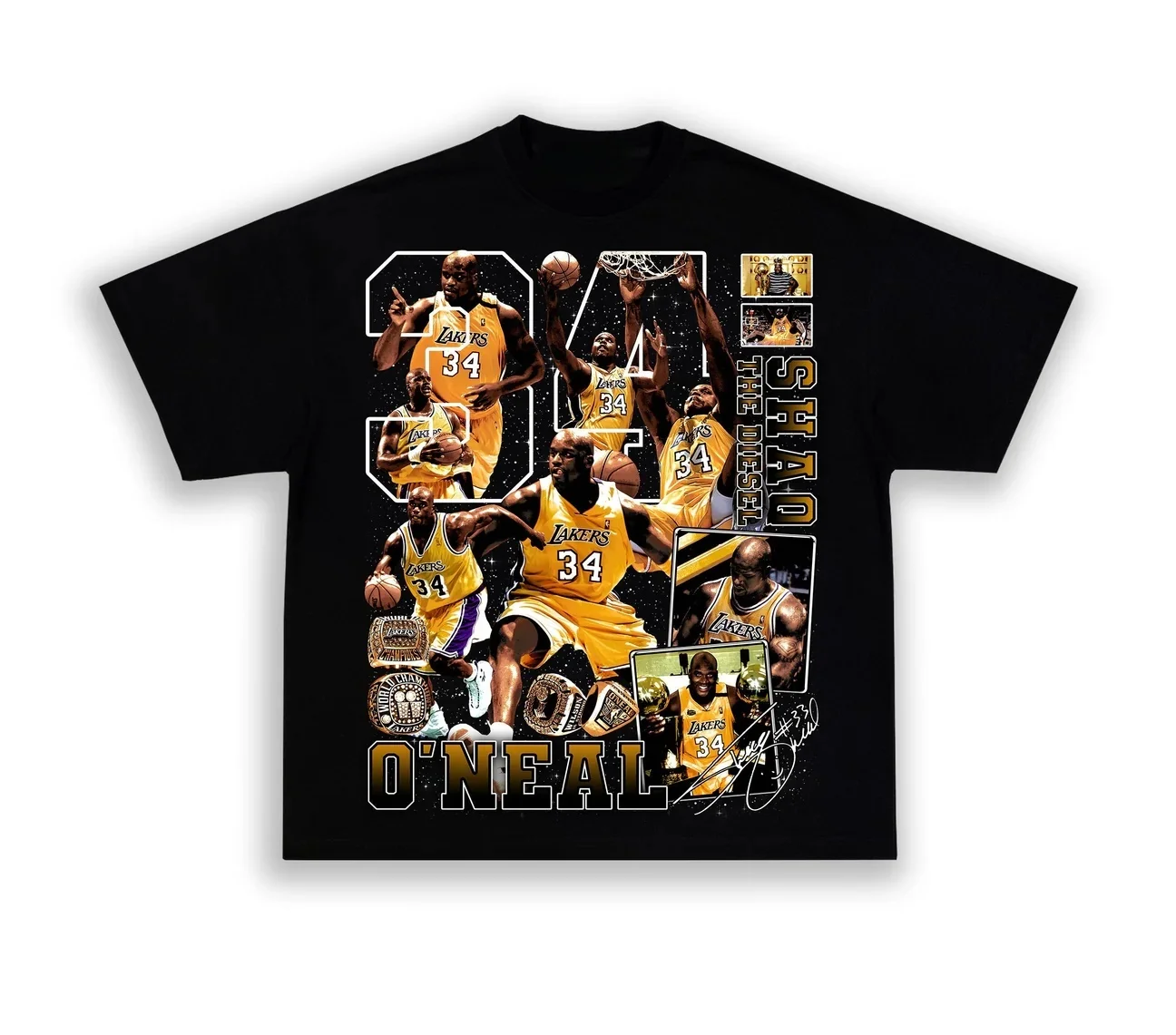 Camiseta Y2K de algodón con estampado de gráficos Shaq The Diesel, nuevos artículos de primavera y verano, camisa de manga corta a la moda para hombres y mujeres