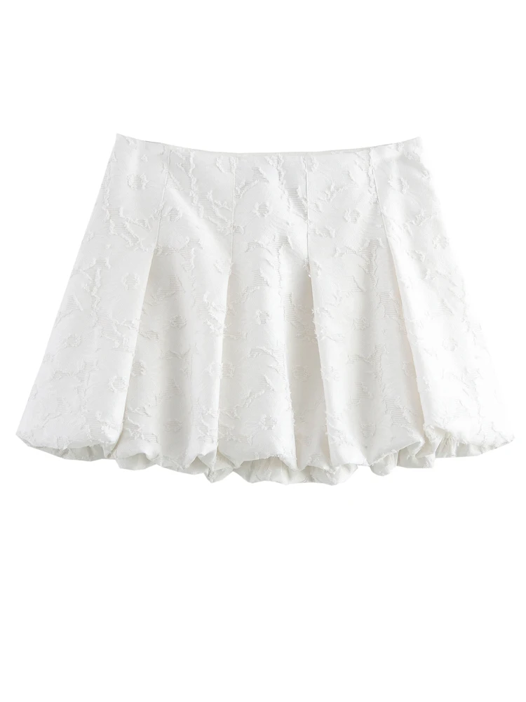 

KAOPU ZA Women balloon puffy hem mini skirt vintage high waist side zipper female skirts mujer