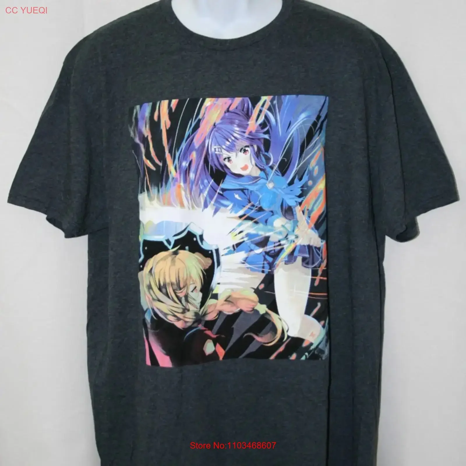 Camiseta Yume Loot Crate Print Gris Anime para Adulto Talla XL, Estampado Vintage Lavado, Estirada, Casual, Transpirable y Suave