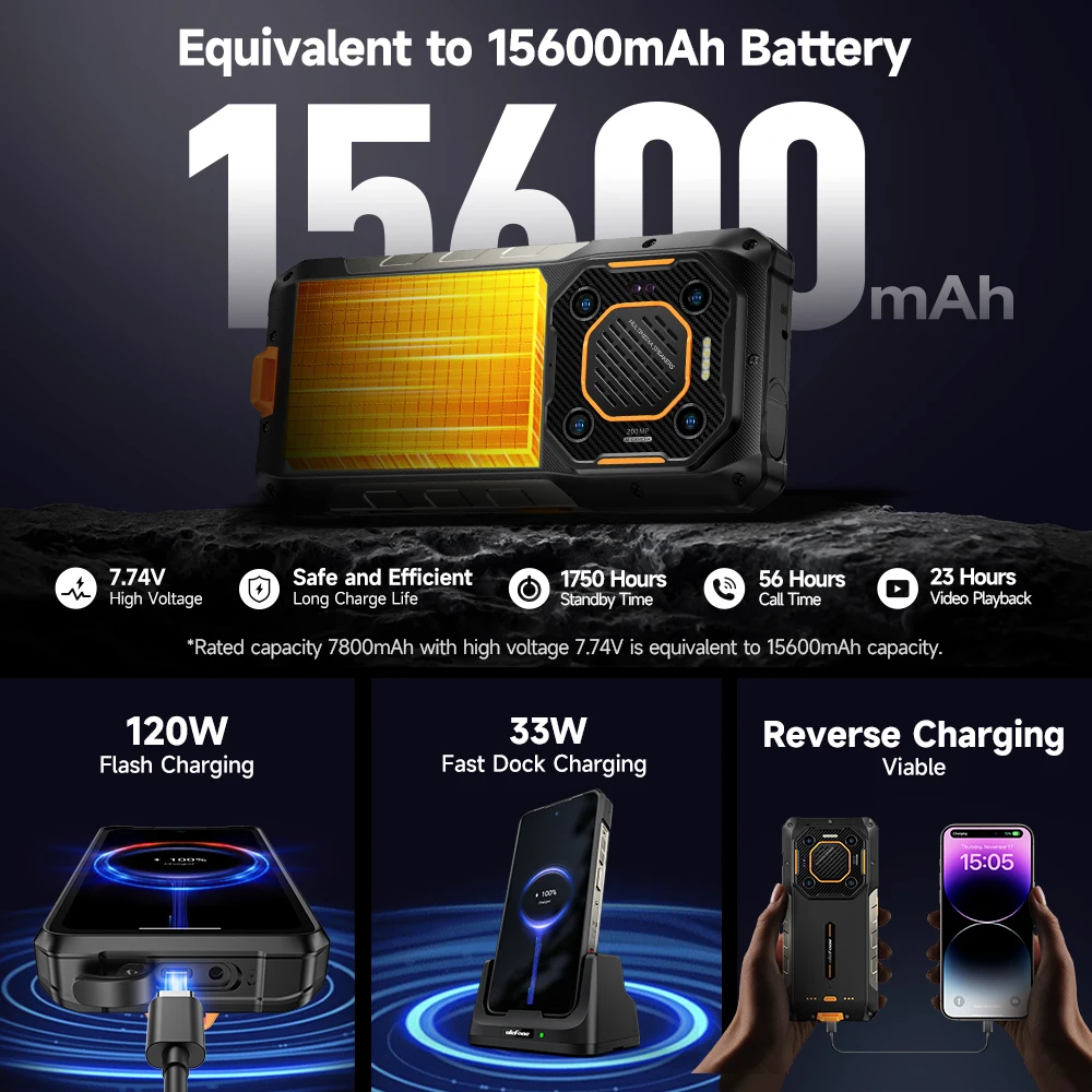 Imagem -06 - Ulefone-armadura 26 Ultra Impermeável Robusto Smartphone Walkie Talkie 5g 120w 15600mah 200mp Nfc Ram até 24gb Rom 512gb Novo