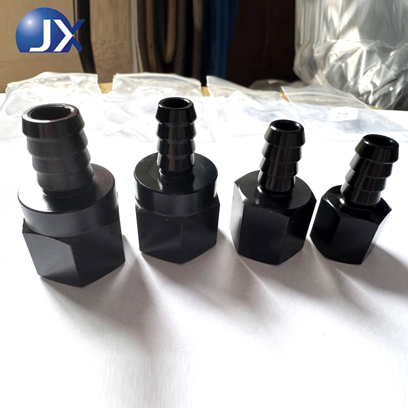 AN6 AN8 AN10 Female Flare to Barb Adapter Black Aluminum Oil Cooler Fuel Line Fitting Push On Hose Connector