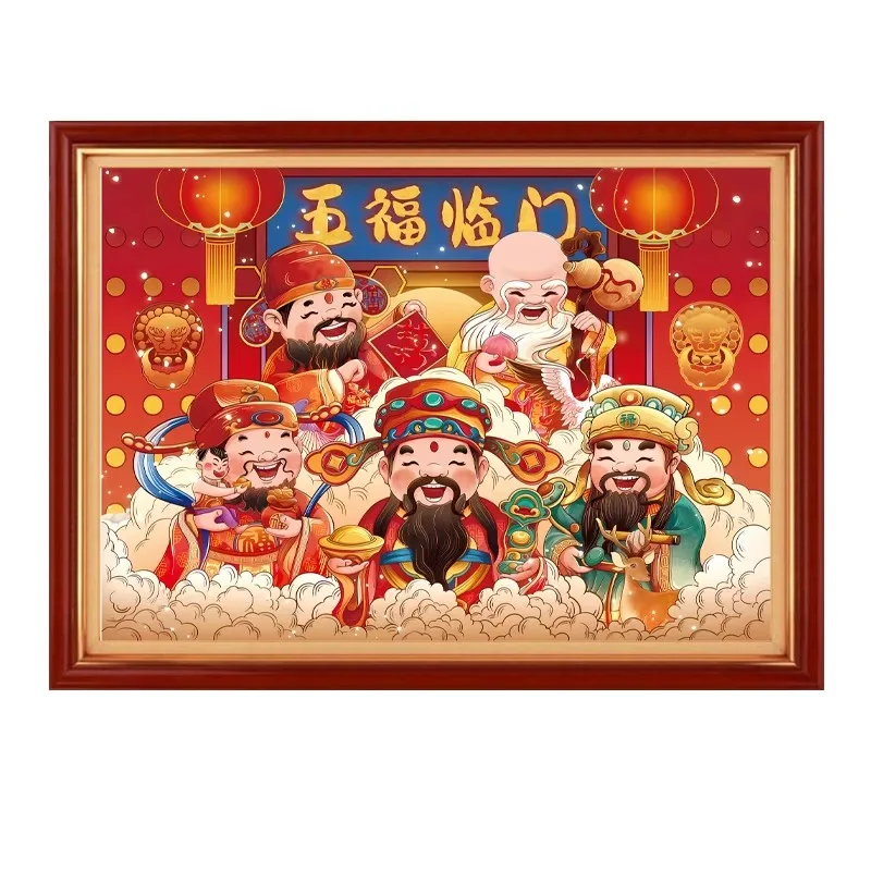 9ct 60x80cm God of Wealth Embroidery DIY Chinese Style Printed Kits Cross Stitch Needlework Set Home Decor Crafts