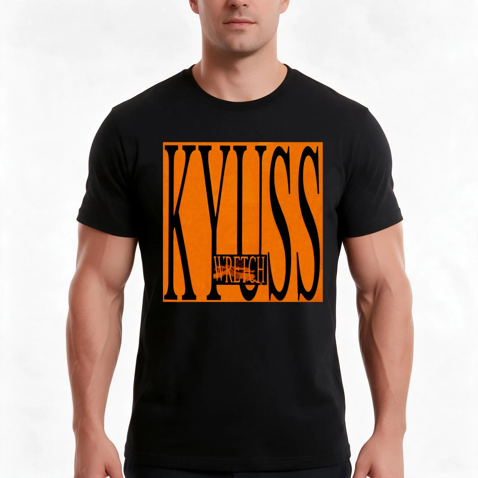 WRETCH KYUSS T-Shirt, Summer Casual Cotton Tee, Oversized Streetwear Tops, Vintage Graphic Print, Loose Fit Short Sleeve