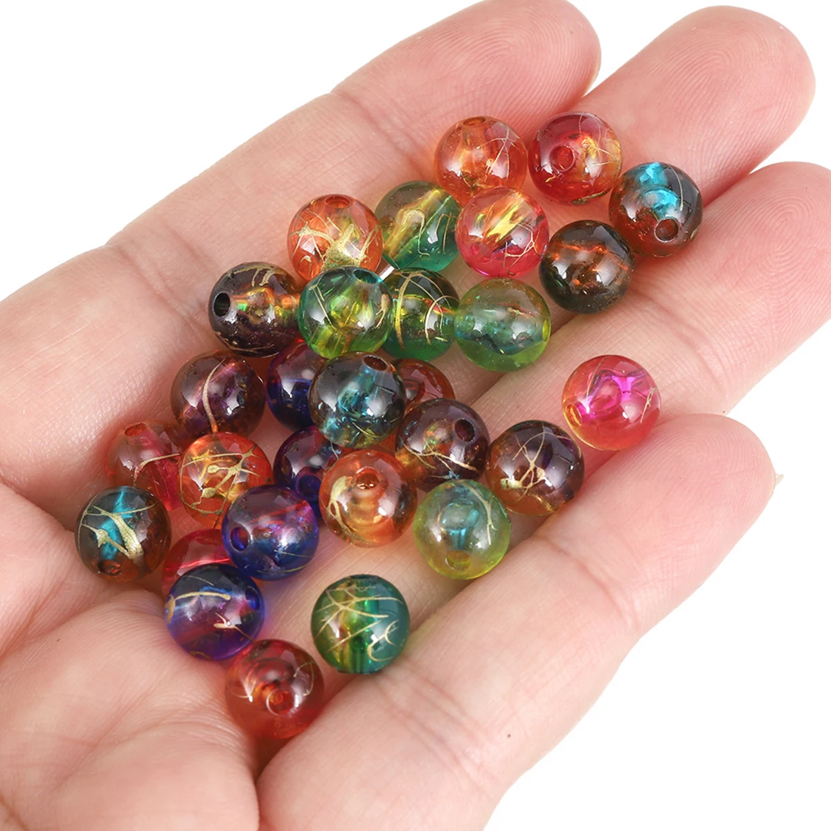 300/150 Stück 8 mm zweifarbige Streifen runde bunte Acrylperlen für Schmuckherstellung DIY Paar Armbänder Halskette Einzigartige Handykette – Detail 4