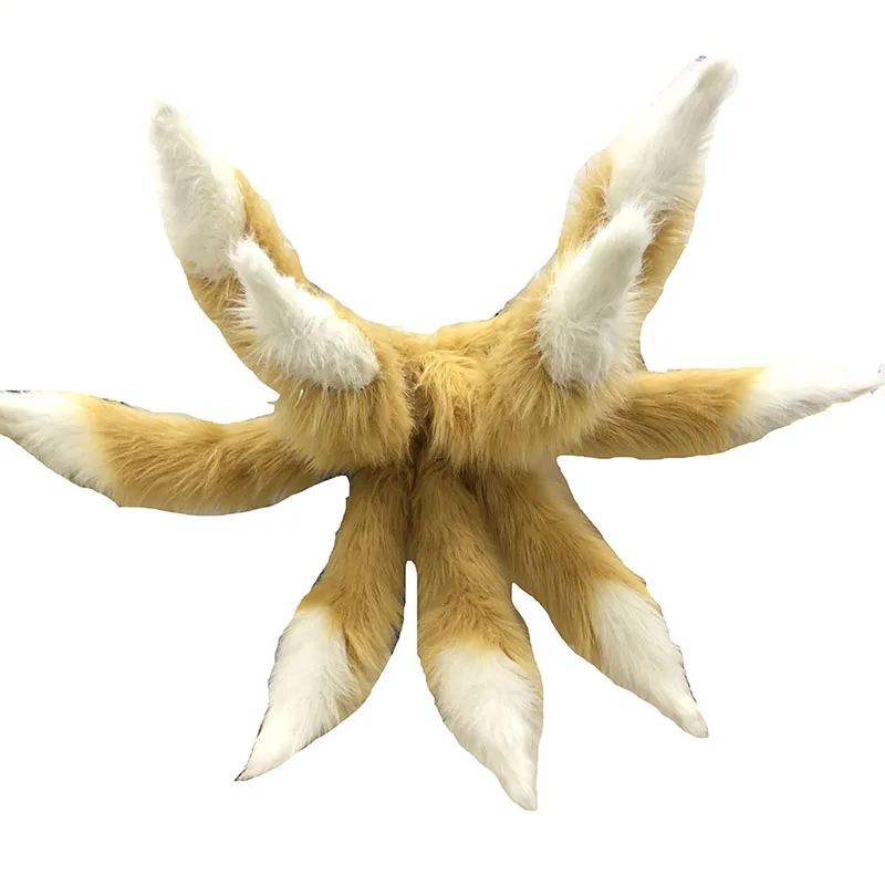 Nine-Tailed Fox Tail Cosplay Costume Accessories Realistic Furry Gradient Color Stage Performance Props Mascot Accessories