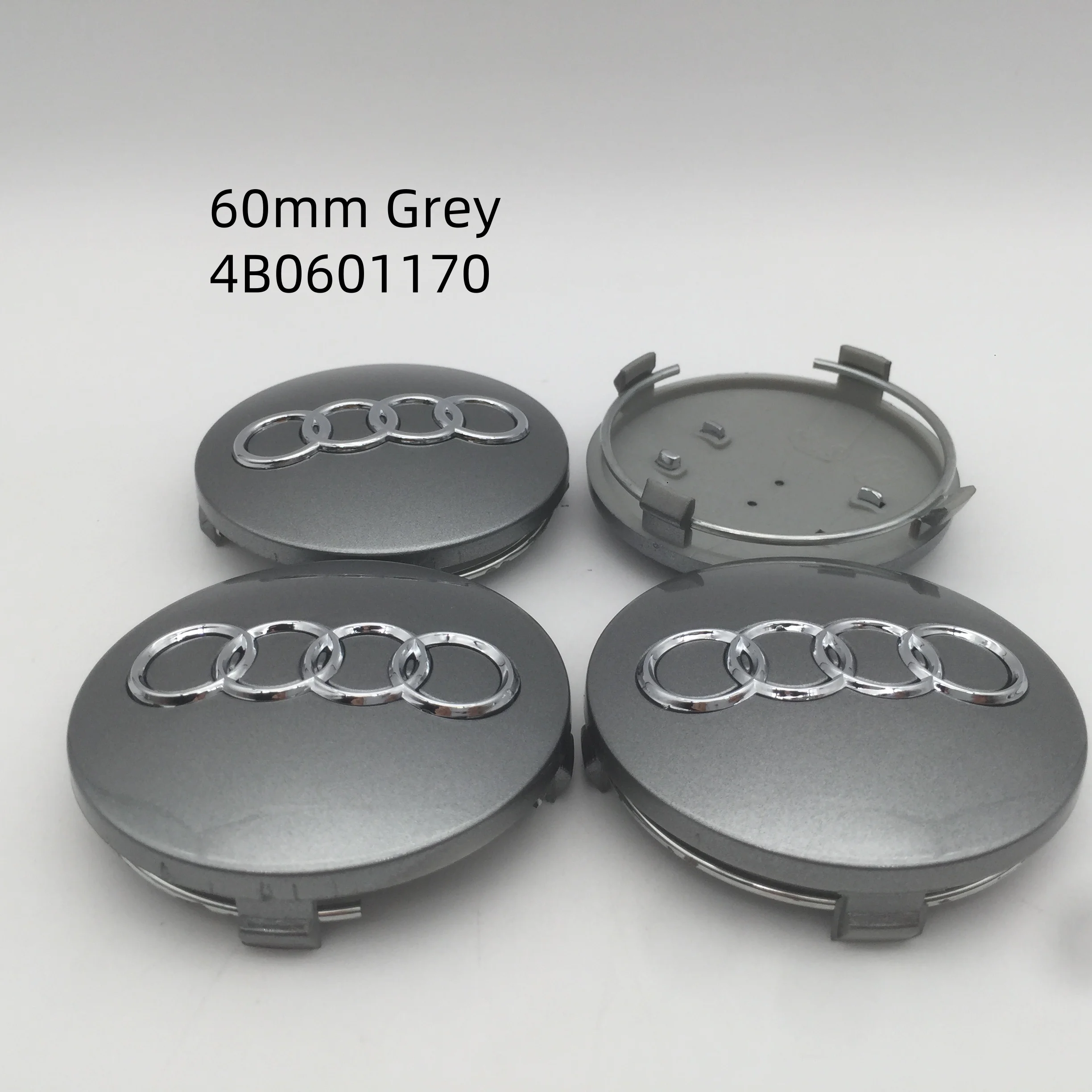 4pcs 3D for Audi 60mm 61mm 68mm 69mm Black/Gray Car emblem Wheel hub Center Cap Badge covers sticker Decals Styling accessories