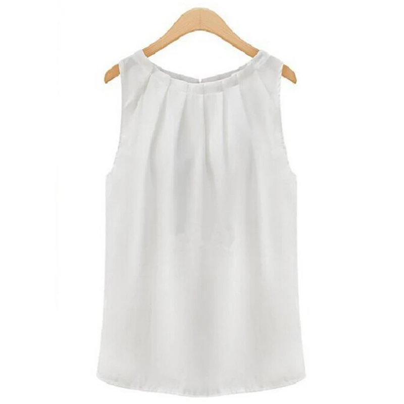 Tank Tops Women Loose Casual Chiffon Tank Top Sleeveless Vest Solid All-match Sexy Basic O-neck Tops For Women Female Clothing