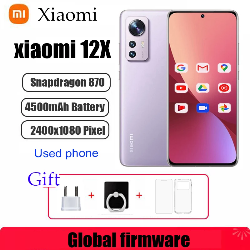 Global firmware Xiaomi Mi 12x smartphone Android 5G 6.28 inch HyperOS 1.0 All Colours in Good Condition Original used phone