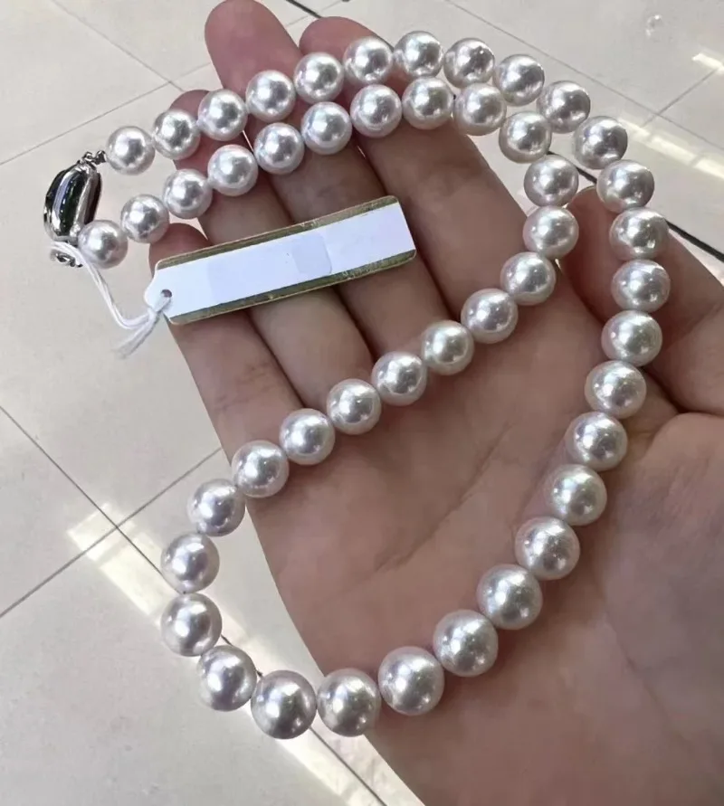 2024 Pearls Necklace for Women White 11-12mm Fine Luster Nearly Round Pearls 925 Sterling Silver Jewelry Wedding Party Gift