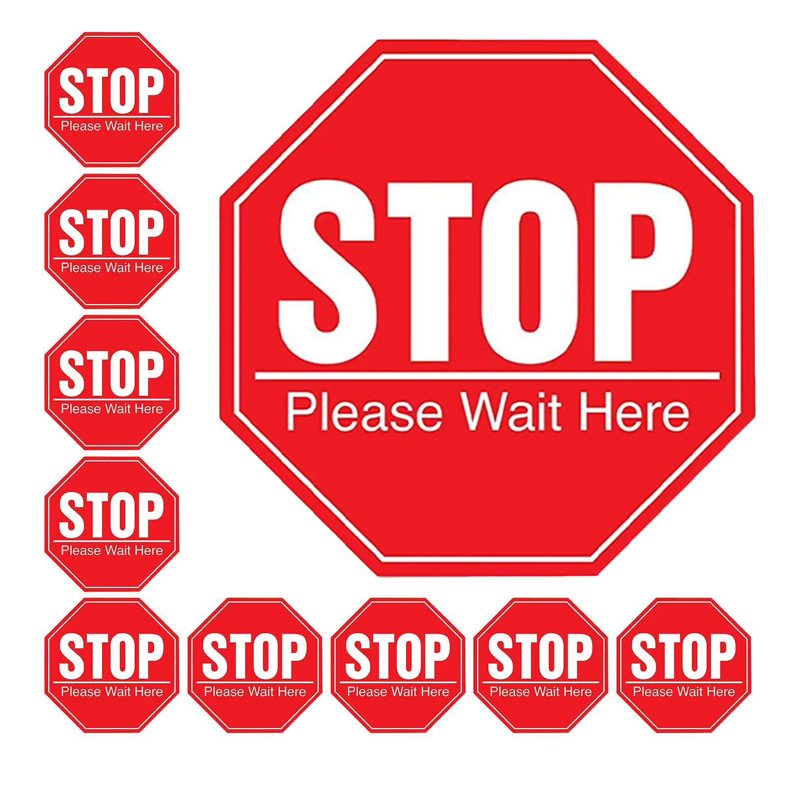 10Pcs Epidemic Prevention Sticker Stop Please Wait Here Social Distancing Floor Decals Safety Distance Warning Sign for Public