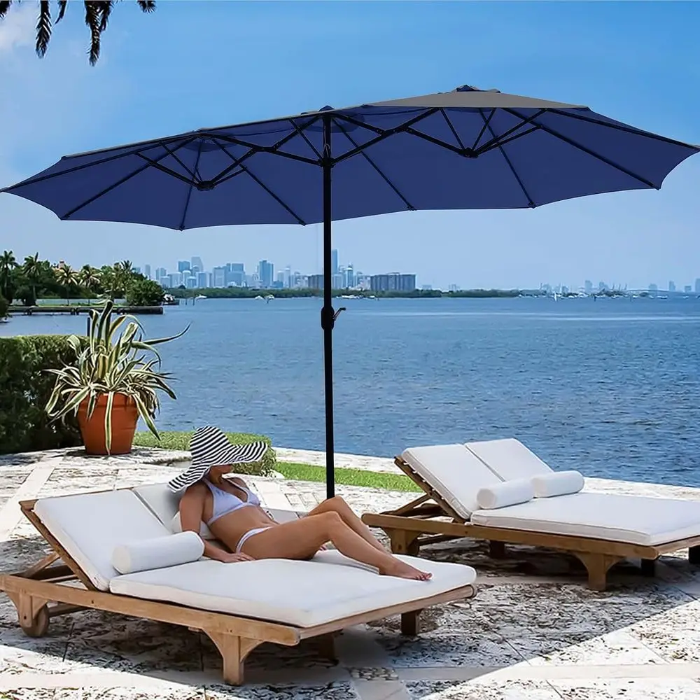 

15ft Large Outdoor Patio Umbrella for Backyard, Pool, and Deck