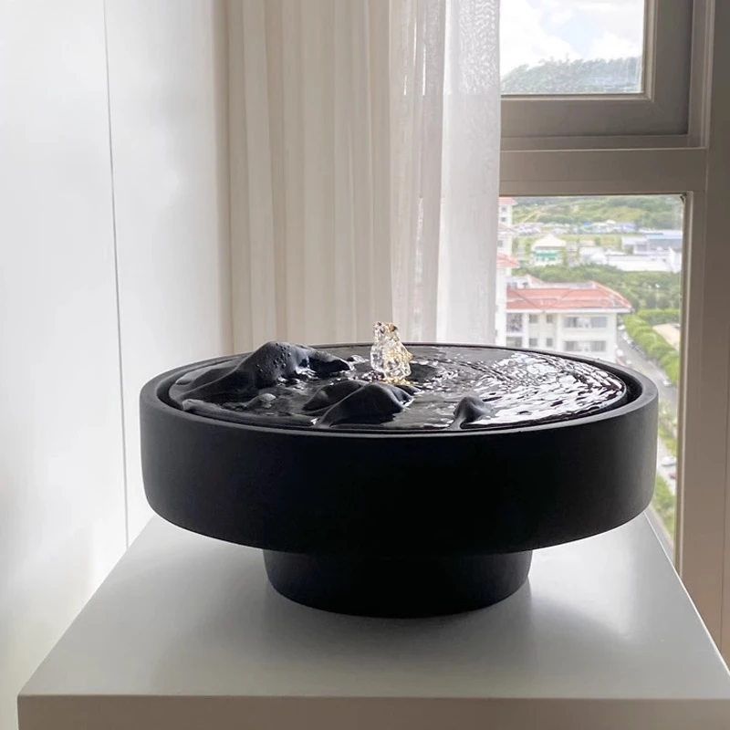 Chinese-style landscape and water feature ornament office desktop water system water bowl modern clubhouse courtyard