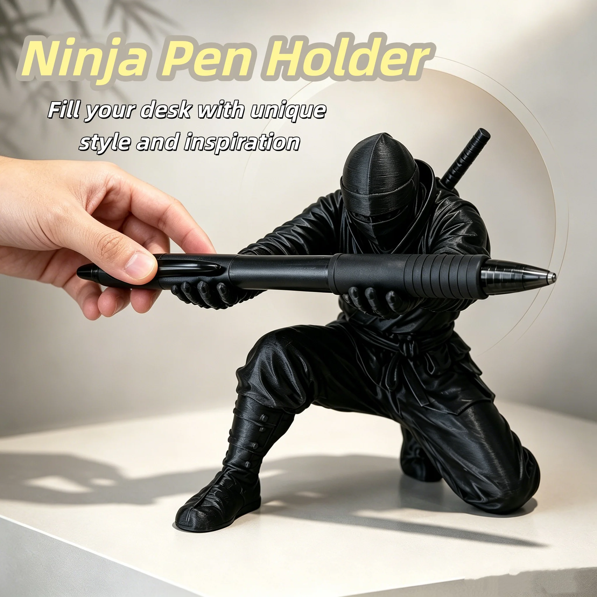 Ninja Pen Holder 3D Printed Funny Personalized Stationery Storage Ornament Model Home Office Desktop Decor Creative Novelty Gift