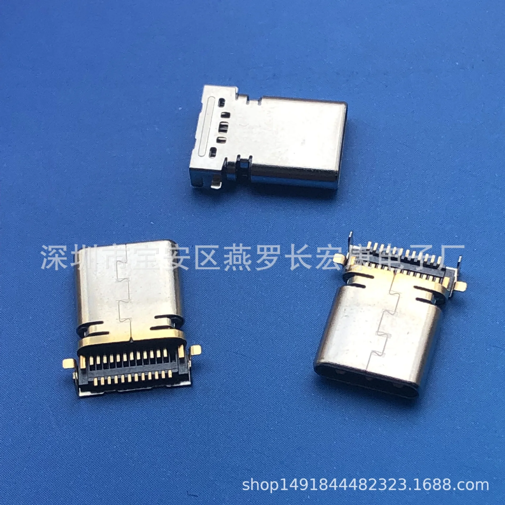 For TYPE-C 12Pin male, on-board SMT four-foot full sticker, with stopper TYPE-C
