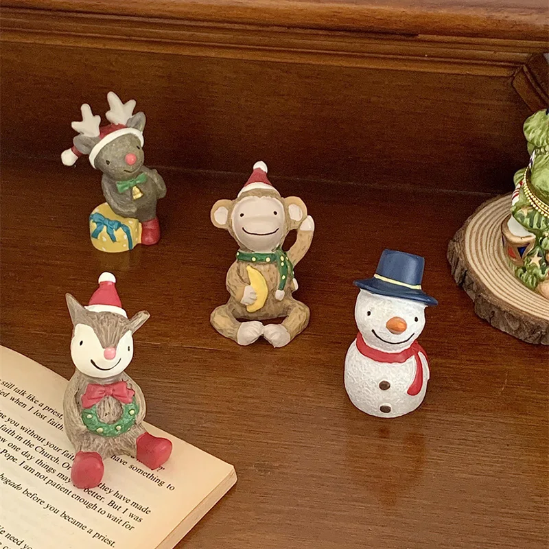 Weihnachts-Miniaturfiguren aus Kunstharz, Ornamente für den Weihnachtsbaum, Hirsch, Elch, Schneemann, Tier, Mikrolandschafts-Ornamente, Weihnachtsdekoration – Detail 10