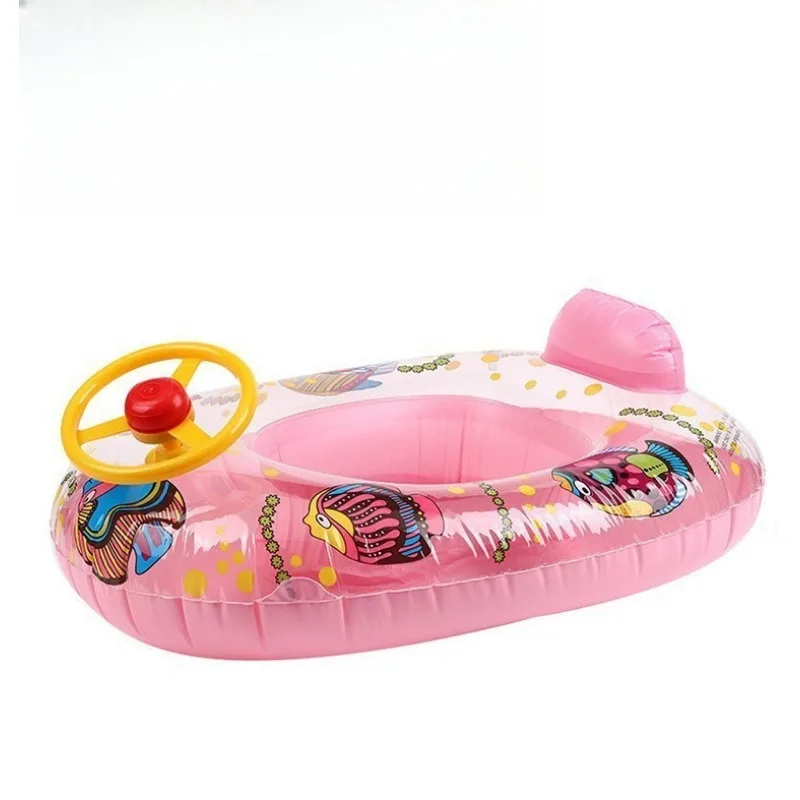 Brinquedos aquáticos para bebês, anel de natação com animais de desenho animado, piscina ao ar livre, assento inflável, barco flutuante, acessórios para jogos aquáticos para crianças